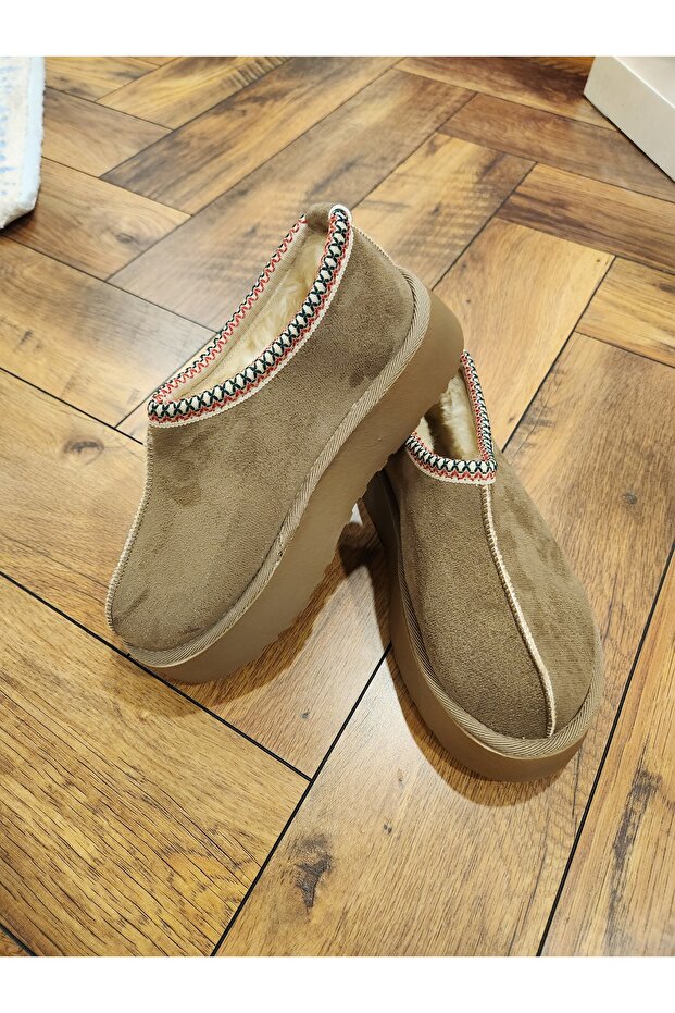 kadın mini bot kalın taban terlik vizon - 4