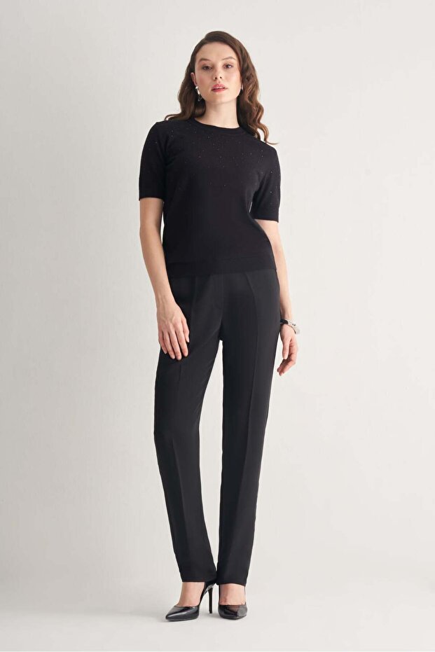 Taş Detaylı Triko Bluz - 3