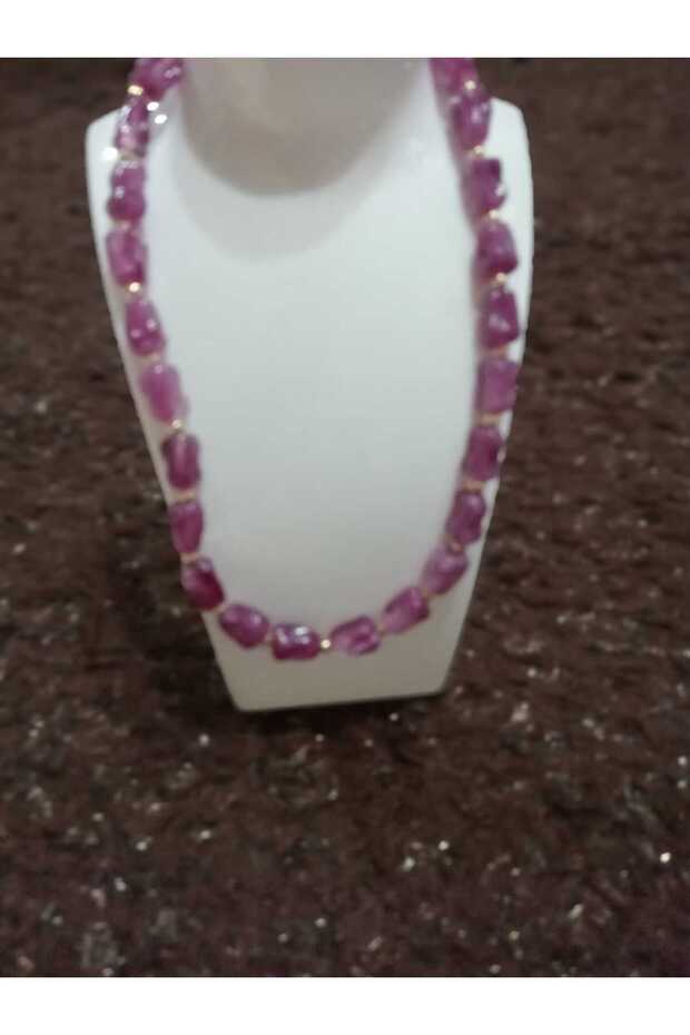 Purple Cutting Stone Necklace