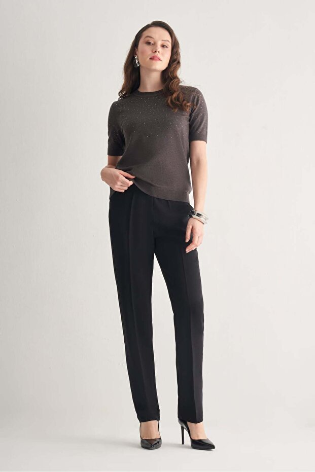 Taş Detaylı Triko Bluz - 4