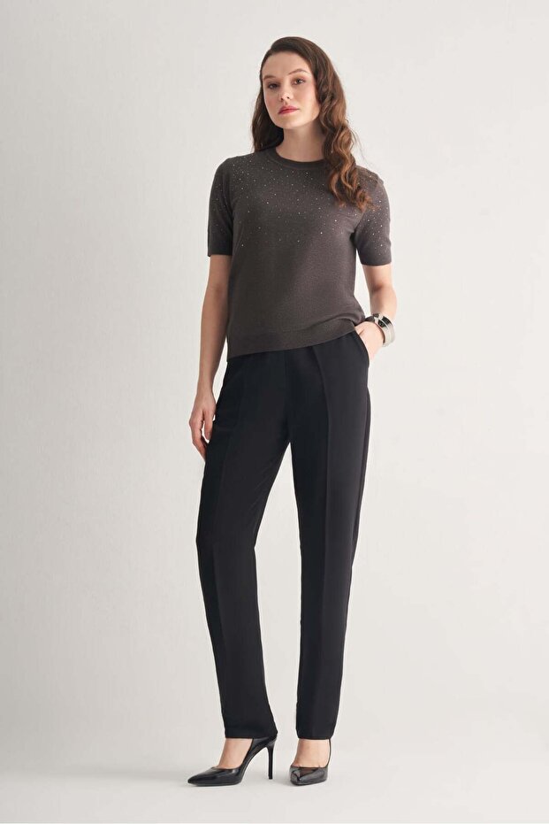 Taş Detaylı Triko Bluz - 3