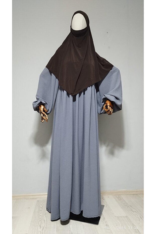 Short Length Sandy Souffle Khimar Ready to Wear Hijab Scarf Brown