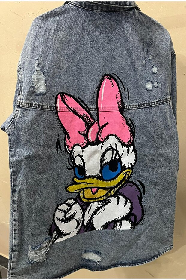 سترة جينز بظهر مطبوع قصة فضفاضة - 2