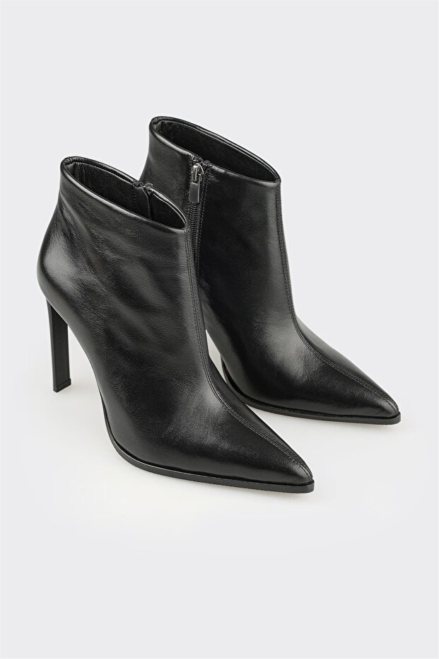 Siyah Deri Kadın Klasik Bot - 2