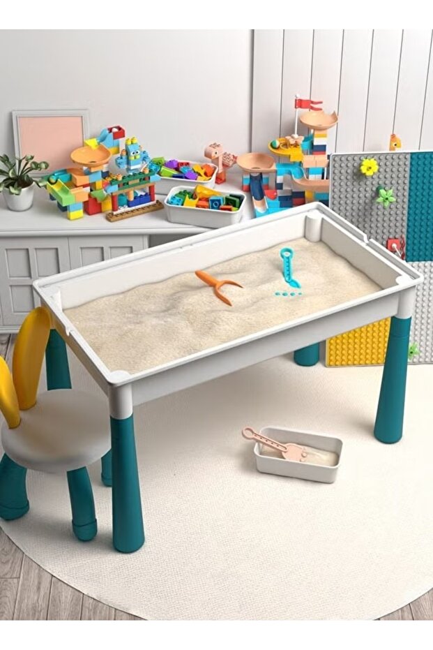 Building Blocks Set 189Pcs Big Stacking Blocks Block Table with Chair Kids Activity Table - 7