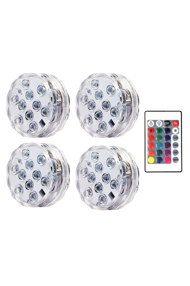 10LED 1remote 4PCS 10leds RGB Submersible Light Remote Control Underwater Night Lamp Outdoor Swimmin
