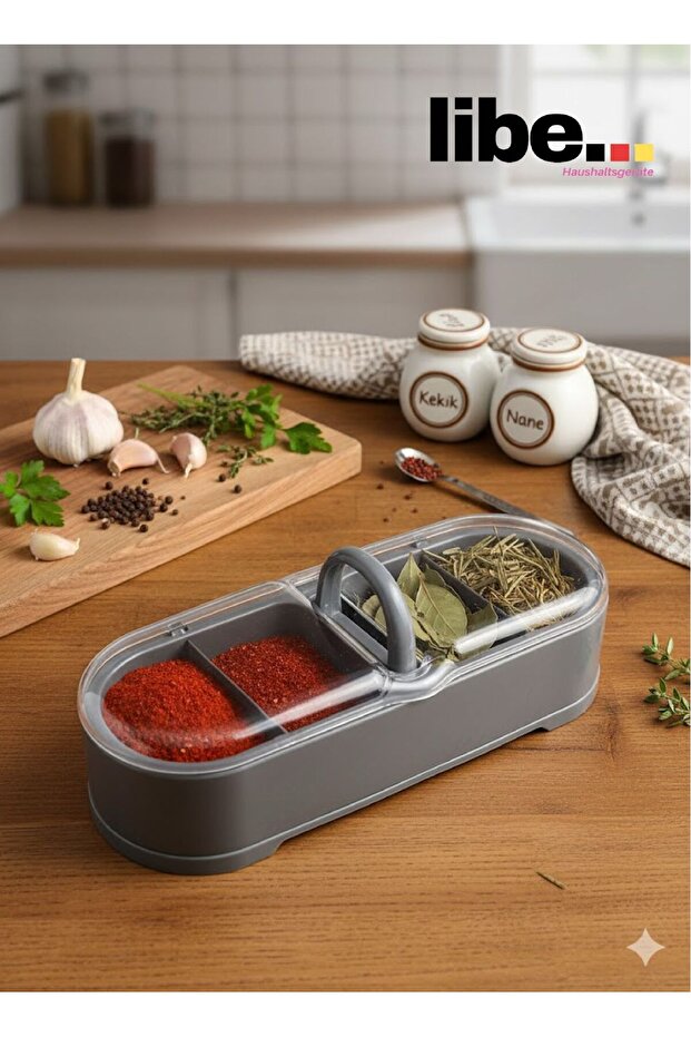 وعاء توابل رمادي اللون يوضع على الطاولة - 1