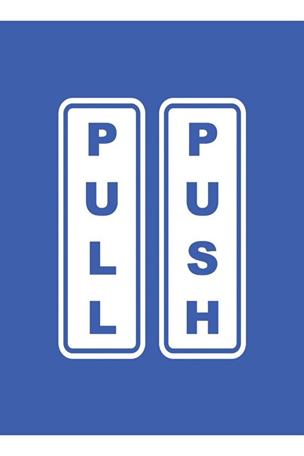 Push Pull Entrance Exit Door Sign Vinyl Sticker - Transparent Background (7x2 In