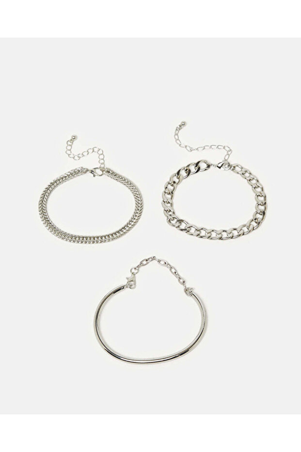 Women Silver Embellished Bracelets (3 Piece)