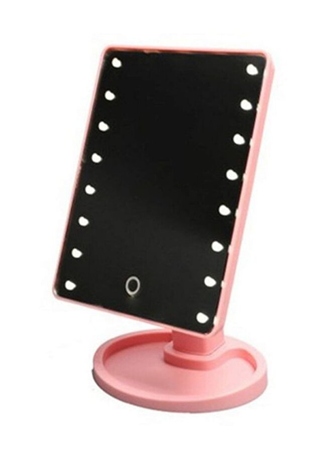 مرآة مكياج احترافية تعمل باللمس LED - وردي - 1