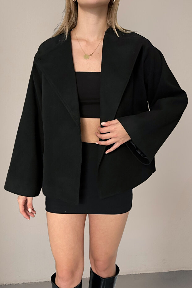 SİYAH PREMIUM OVERSIZE KAŞE CEKET - 1