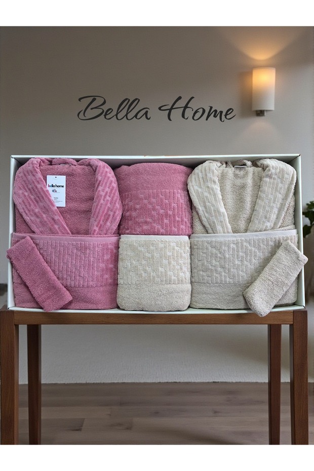8 Piece Waterway Family Bathrobe Set - 100% Cotton - Original Luxury Box