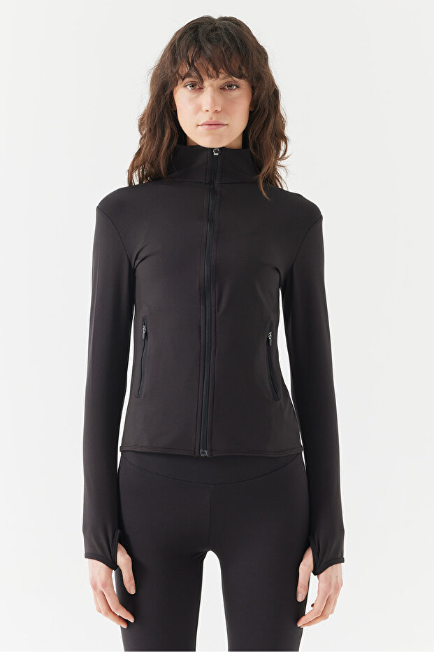 Women's Gloves Detailed Zippered Thin Sweat Coat