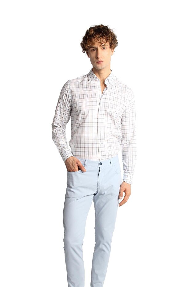 Men's Blue Cotton Slim Fit Skinny Fit Trousers