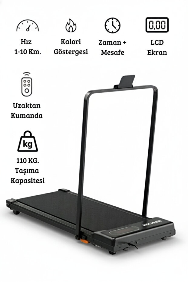 kochler Uzaktan Kumandalı Katlanabilir Portatif Yürüyüş ve Koşu Bandı – 1.5 HP