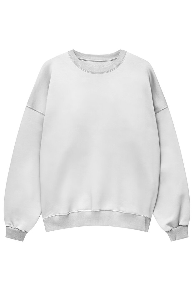 Unisex Oversize Basic Baskısız Sweatshirt - 1