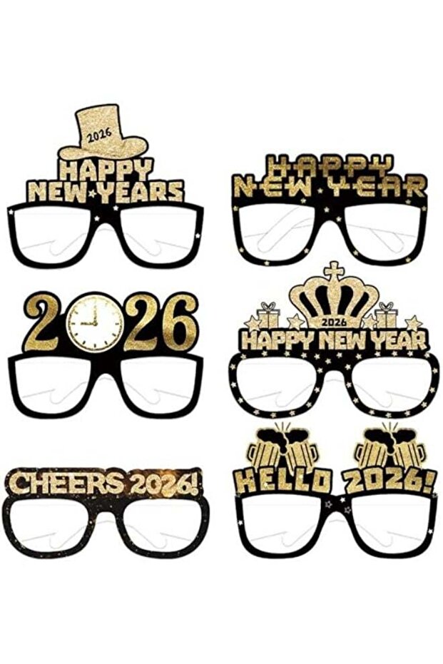 Happy New Year's Eve 2026 Glasses - 12-Pack Sparkly Party Favors