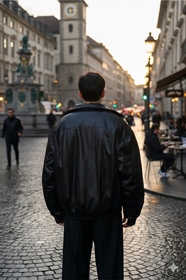 سترة من الجلد الصناعي - 3