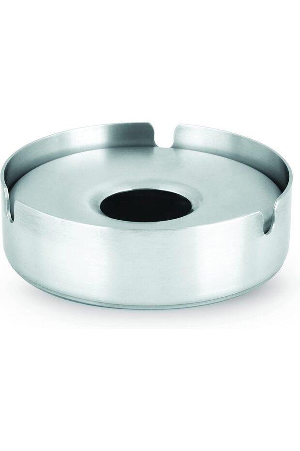 Stainless Steel Shiny Finish Stackable Rd Ashtray With Undercover, 10 cm X 3.5 cm Size