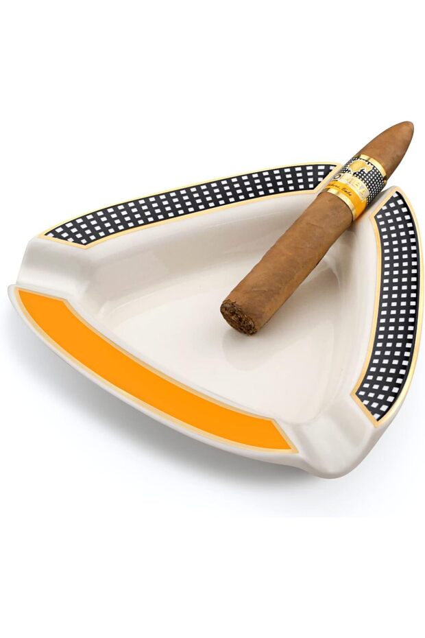 Cigar Ashtray Triangle - Large Rest for Outdoor/Indoor (White)