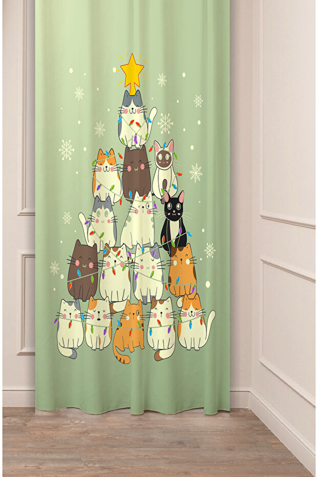 Christmas Pine Tree Christmas Tree Snow New Year Christmas Patterned Specially Designed Digital Printed Background Curtain