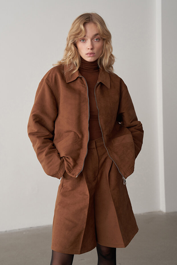 Taba Süet Oversize Ceket - 7