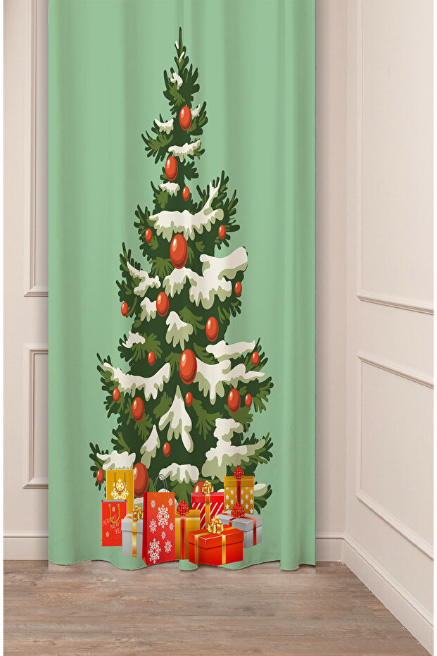 Christmas Pine Tree Christmas Tree Snow New Year Christmas Patterned Specially Designed Digital Printed Background Curtain