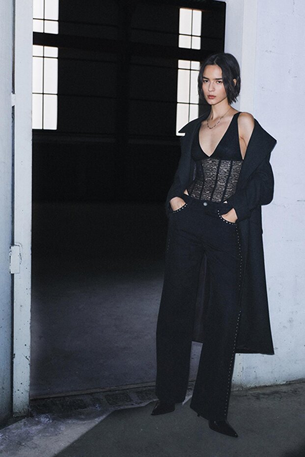 Dantelli askılı korse tarzı body - 1