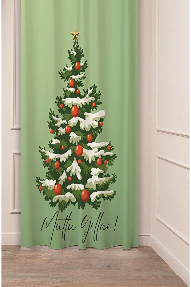 Christmas Pine Tree Christmas Tree Snow New Year Christmas Patterned Specially Designed Digital Printed Background Curtain