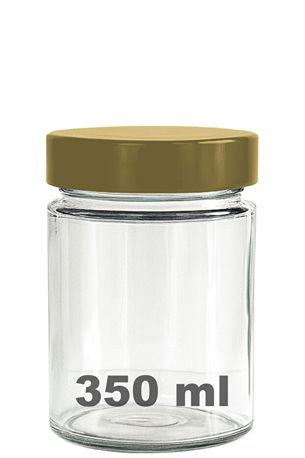 350 ml Jar with Gold Deep Lid 350 Cc Transparent Jam, Marmalade Glass Jar Deep 1 Piece
