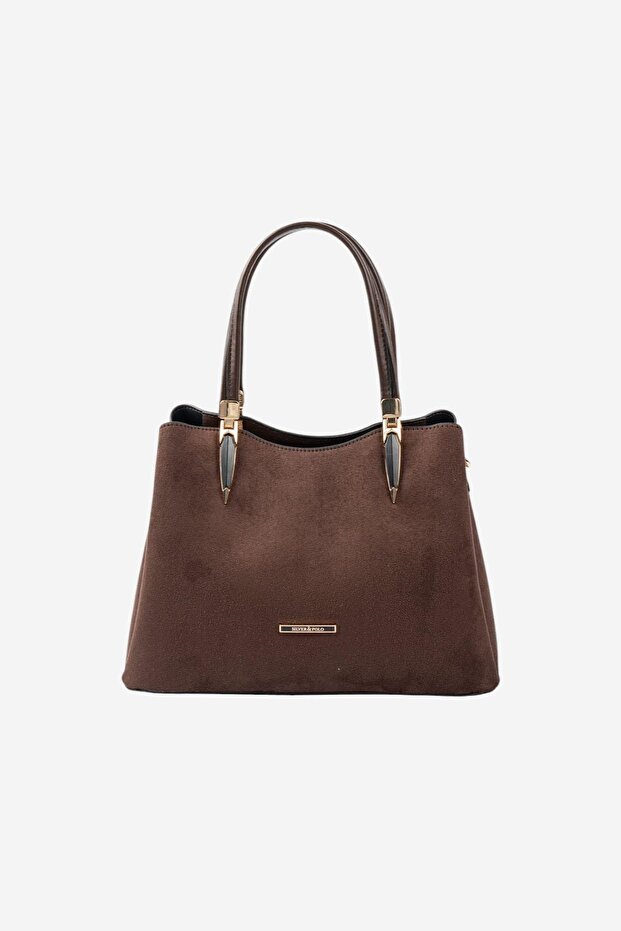 Brown - Brown Suede Women's Handbag Sp1205