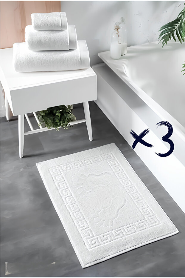 3-Piece Footprint Curl Foot Towel Set 250 Grams - Mat Bathroom Set (3 Pieces)