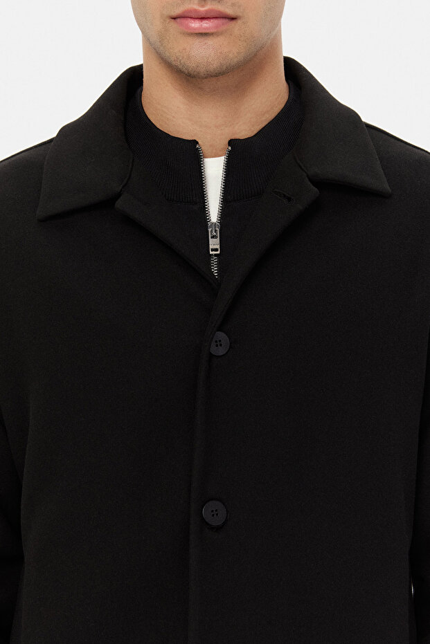 Relaxed Fit Siyah Örme Gömlek Ceket - 2