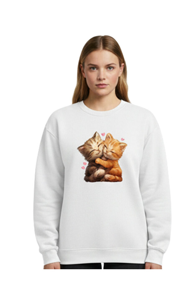 Cat Printed Oversize (Large Size) Sweatshirt New Trend for Cat Lovers