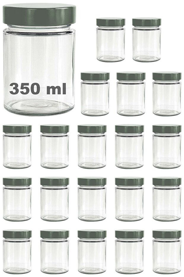 350 ml Jar with Silver Deep Lid 350 Cc Transparent Jam, Marmalade Glass Jar Deep 20 Pieces