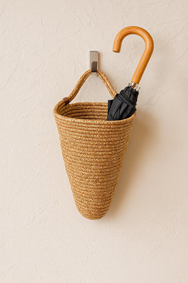 Wallnest Rope Wall Hanging Basket Umbrella Holder Decorative Wall Organizer Basket