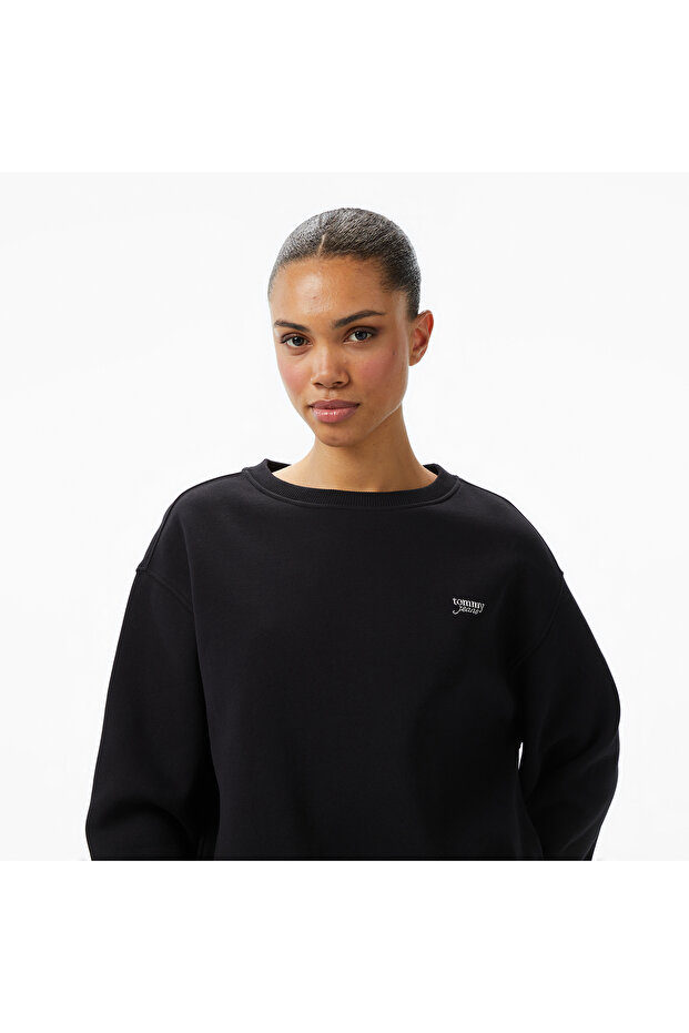 Tommy Jeans Silver Script Kadın Siyah Sweatshirt - 4