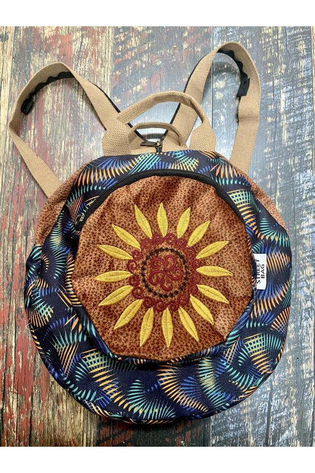 Fargin Ethnic Authentic Bohemian Round Embroidered Backpack Daily Travel Waterproof Backpack