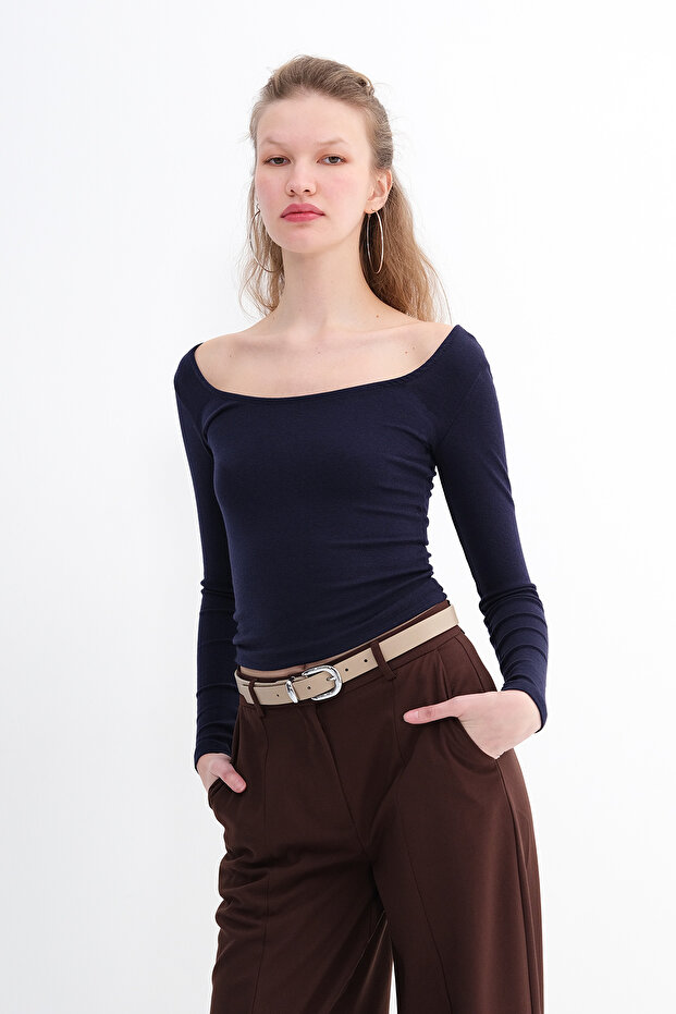 U Yaka Basic Modal Bluz B4410 - 1