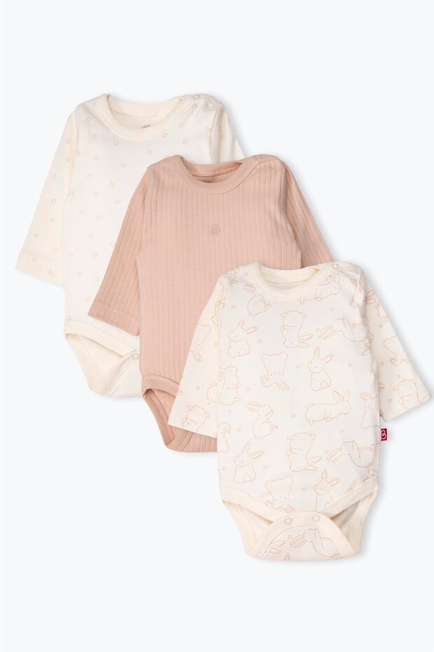 Long Sleeve Body 3-Piece (Cute Bunny) Beige