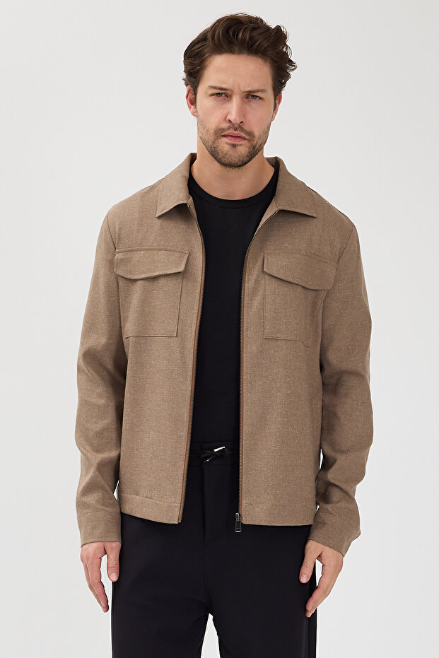 سترة خارجية للرجال بقصة عادية وسحاب # 9930 - 2