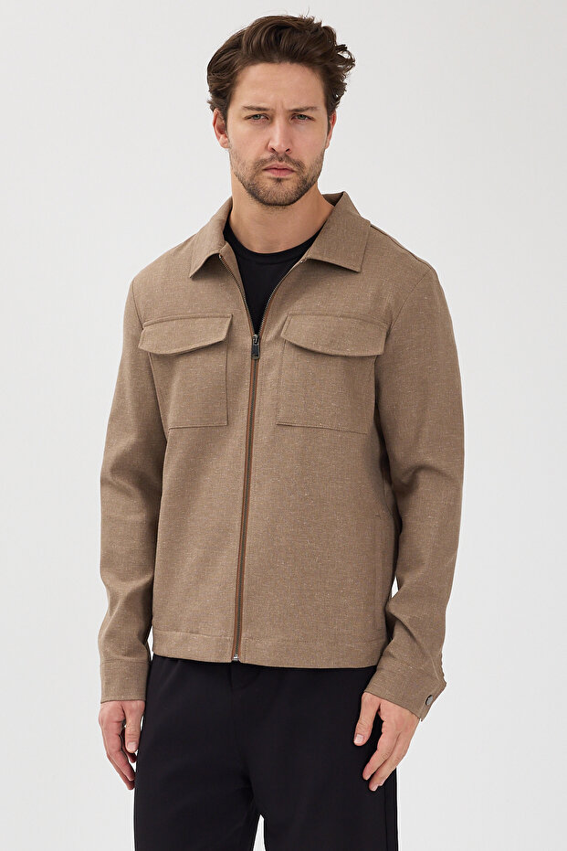 سترة خارجية للرجال بقصة عادية وسحاب # 9930 - 8