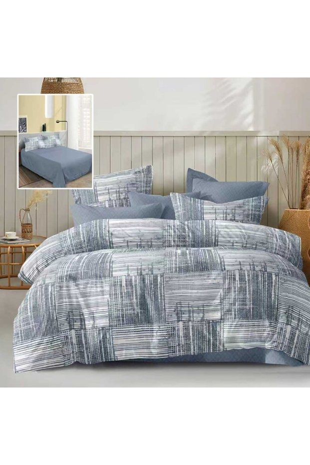 Double bed linen, gray lines