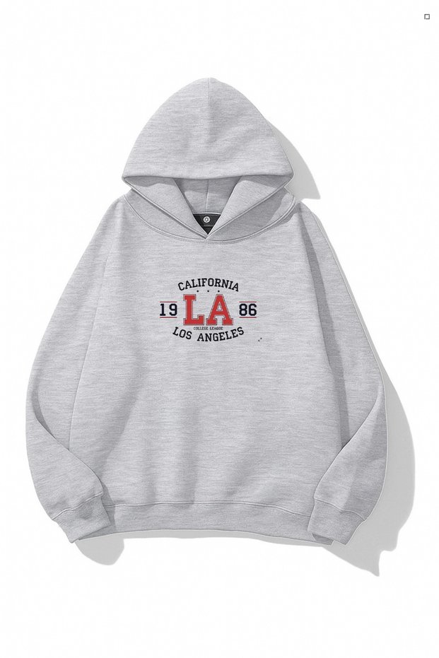 Unisex Winter California Los Angeles Printed Regular Cotton Hooded Sweatshirt