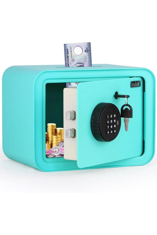 Piggy Bank Safe with Digital Password and Key Lock (18x24x16cm) - Green