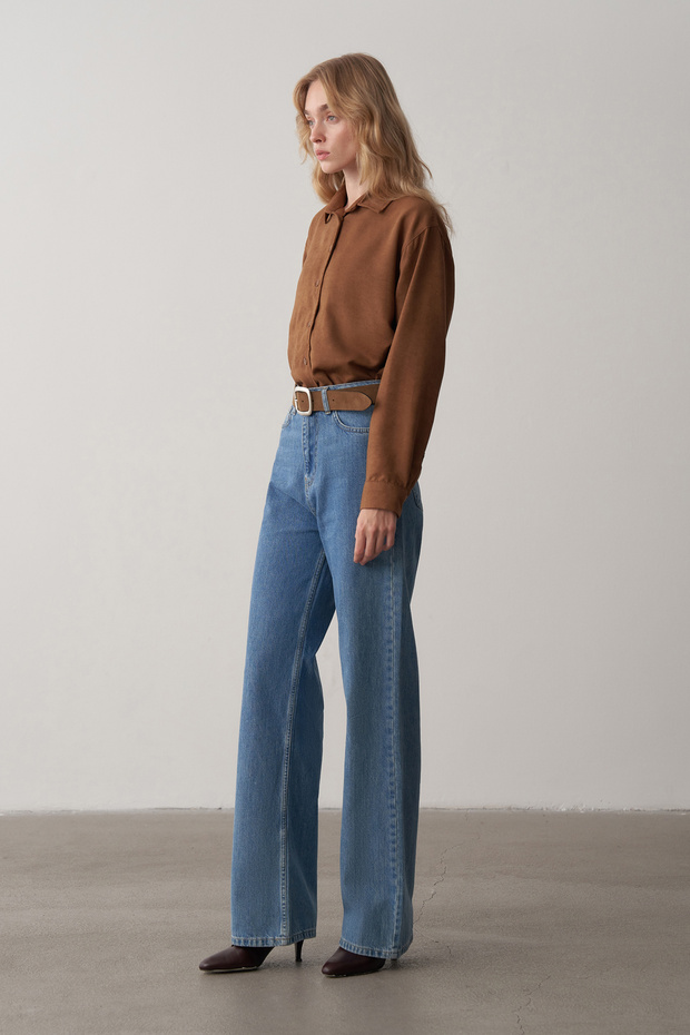 Taba Süet Oversize Gömlek - 2