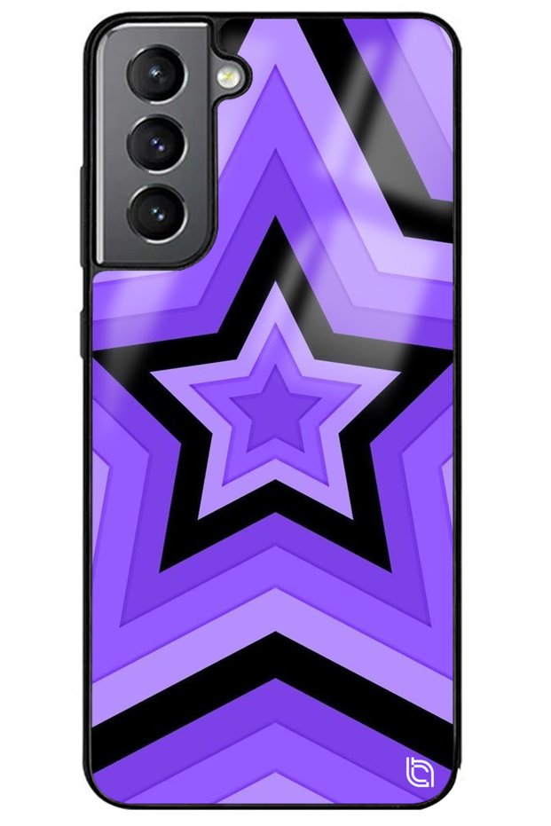 Samsung S21 Fe Camera Protected Premium Purple Stars Pattern Glossy Phone Case