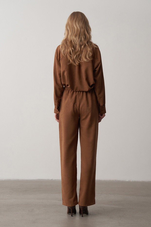 Taba Süet Oversize Gömlek - 6