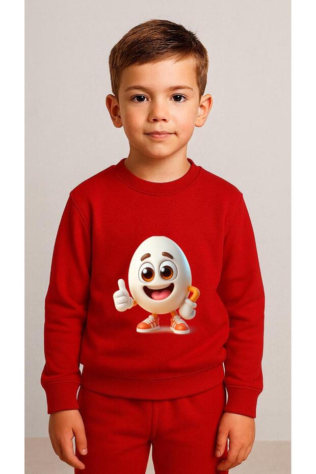 Team Sweatshirt Karaketer Yumurta Printed Girls Boys Crew Neck3 4-5-6-7-8-9-10-11-12Years