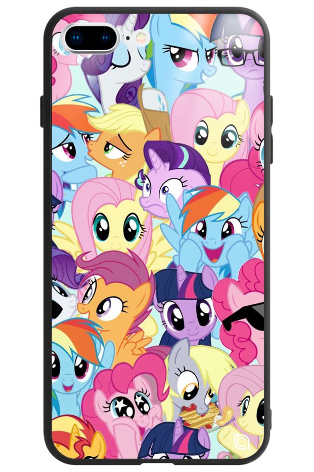 Printed Glossy Phone Case with Camera Protection and My Little Ponny Pattern for iPhone 7 Plus